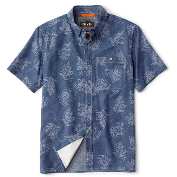 Orvis Printed Tech Chambray Short-Sleeved Shirt|Men Shirts